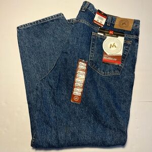 Member's Mark Jeans Mens 44x30 Blue Medium Wash Relaxed Fit Straight Leg Denim